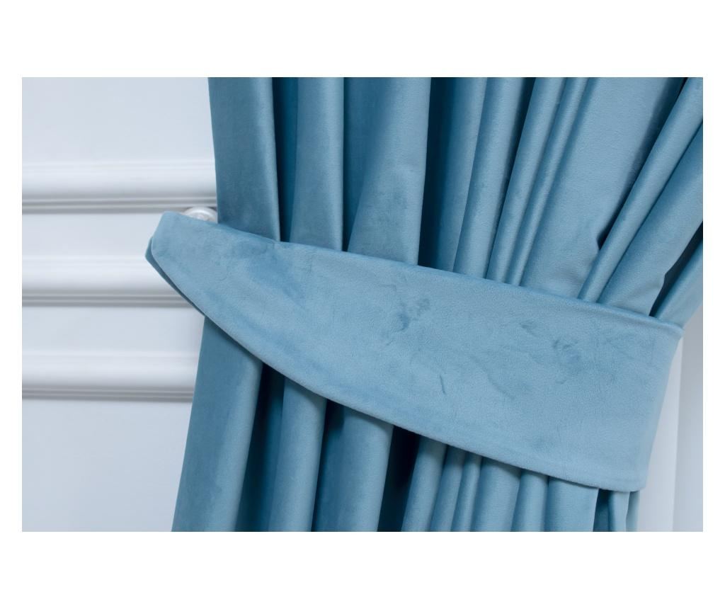 Set od 2 baršunaste zavjese, plave, s trakom, poluprozirne, 140x250 cm - 4