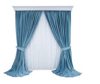 2 db bársonyfüggöny készlet, kék, rácsos, félig átlátszó, 250x250 cm, félhomályos.