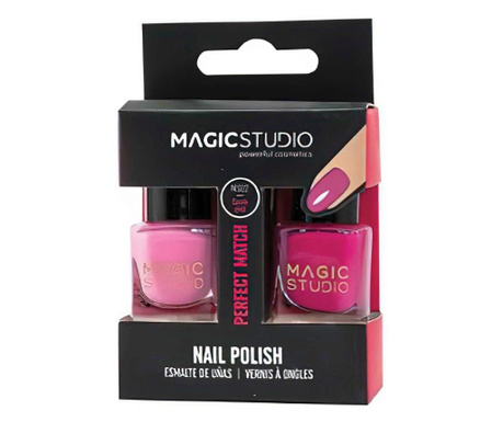 Set 2 bucati lac de unghii duo perfect match, candy pink, magic studio