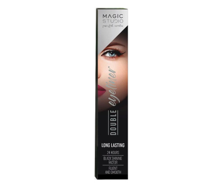 Eyeliner double, magic studio, cu un varf ingust, de precizie, si un varf lat, pentru efect dramatic