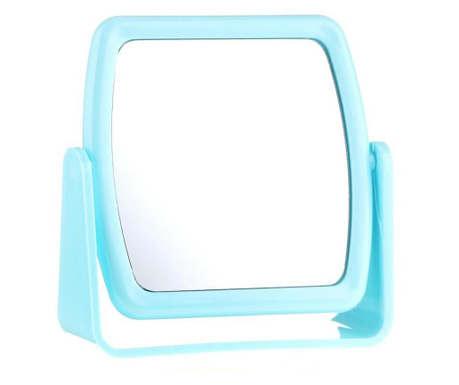 Oglinda machiaj cu picior pliabil, albastra, top choice, 12 x 11 cm