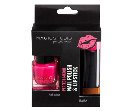 Set perfect match, ruj de buze mat si lac de unghii glossy, nr.04 intense pink, magic studio
