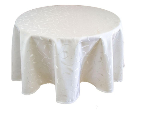 Луксозна бяла покривка за маса с нежни орнаменти