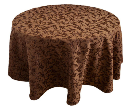 Луксозна кафява покривка за кръгла маса с релефни орнаменти
