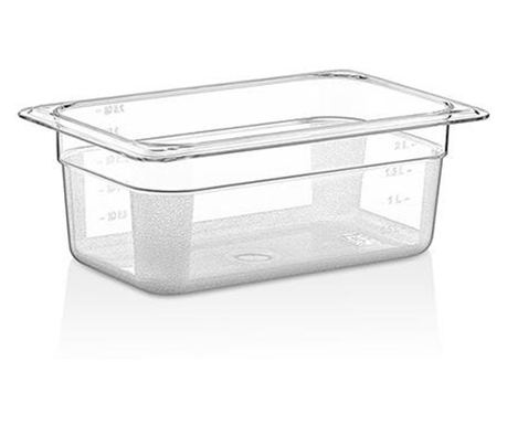 Raki tava gastronorm policarbonat 1/4-100, 265x162x100mm, 2,5lt, transparenta