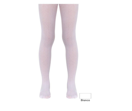 Ciorapi copii subțiri cu model zig-zag, Nancy 30 Den - Bianco, 104-110 (16)