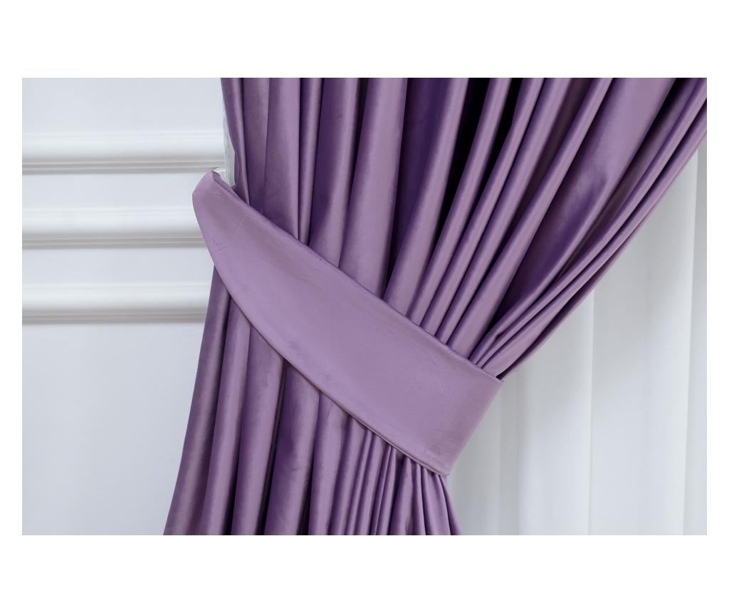 Set de 2 draperii din catifea, mov lila, cu rejansa, semiopace, 200x250 cm - 3