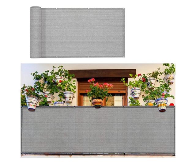 Teraszkorlát árnyékoló, vízlepergetős, UV 30+,  4,45 m x 0,76 m, homokszínű