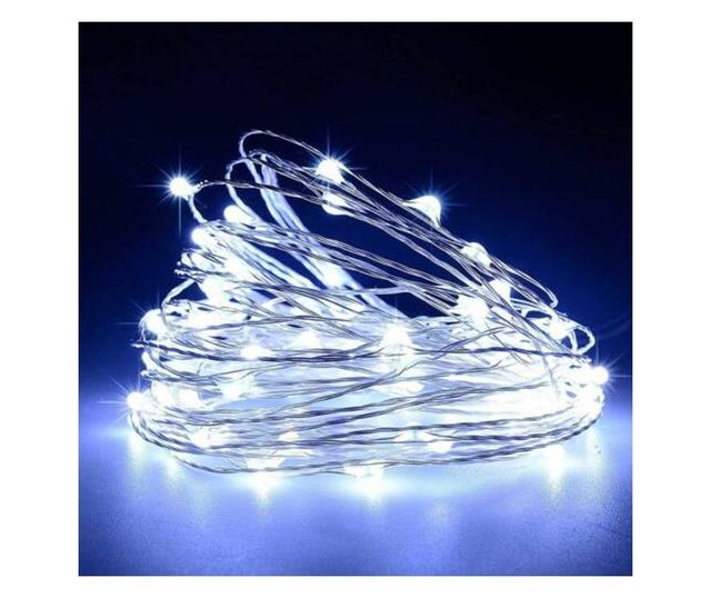 80 micro LED-es kültéri-beltéri fényfüzér, hideg fehér, 8 m