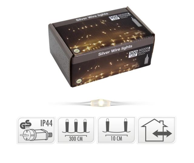 300 micro LED-es kültéri beltéri fényfüggöny, meleg fehér