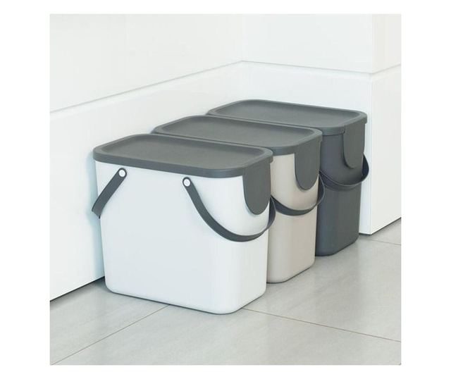 Cos colectare selectiva 25L, plastic, alb, ROTHO Albula