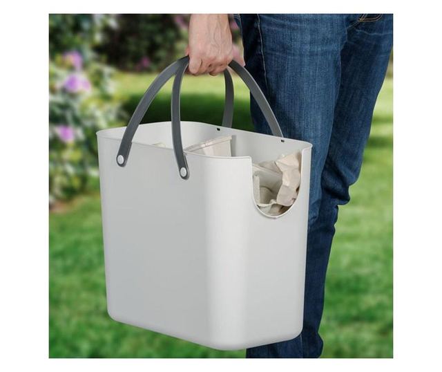Cos colectare selectiva 25L, plastic, alb, ROTHO Albula