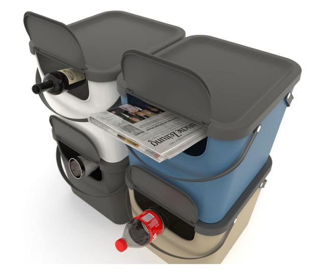 Cos colectare selectiva 40L, plastic, alb, ROTHO Albula