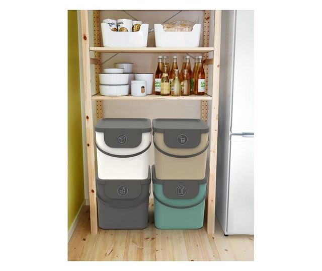 Cos colectare selectiva 40L, plastic, capuccino, ROTHO Albula
