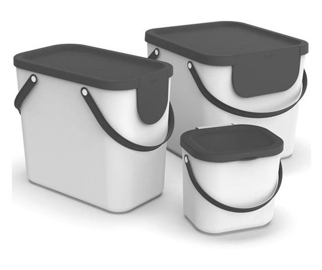 Cos colectare selectiva 25L, plastic, alb, ROTHO Albula