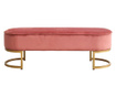 Пейка с тапицерия от розово кадифе, златни хромирани крака, mirila, 100х40х43 см