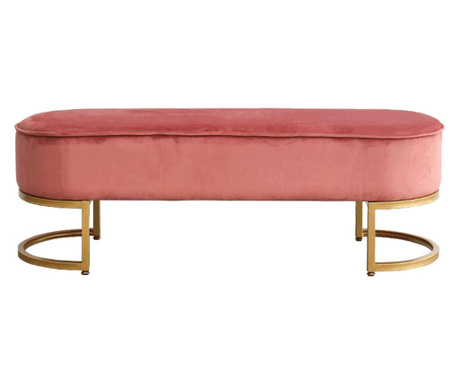 Banca cu tapiterie de catifea roz, picioare crom auriu, mirila, 100x40x43 cm