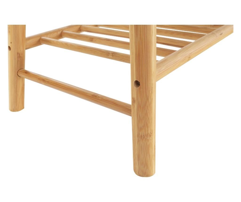 Pad, természetes bambusz, szürke szövetkárpit, lavida, 110x35x46 cm - 3