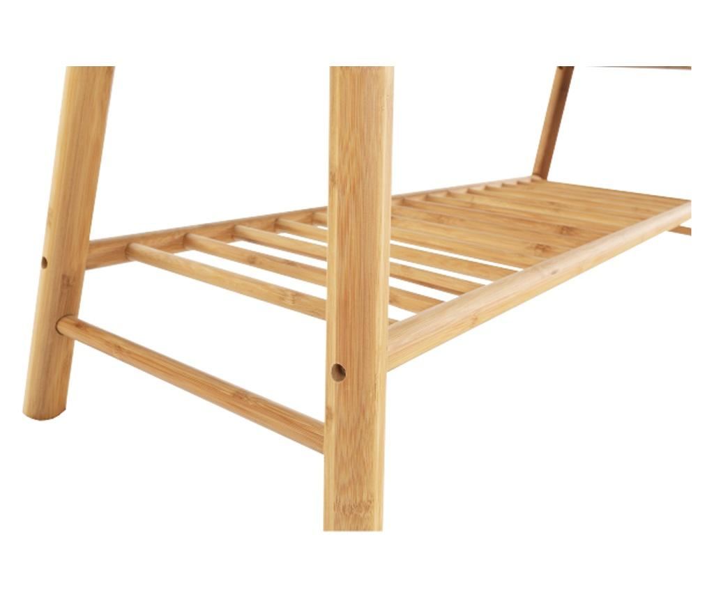 Pad, természetes bambusz, szürke szövetkárpit, lavida, 110x35x46 cm - 4