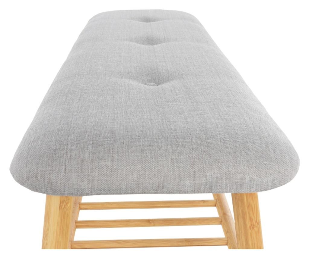 Pad, természetes bambusz, szürke szövetkárpit, lavida, 110x35x46 cm - 8