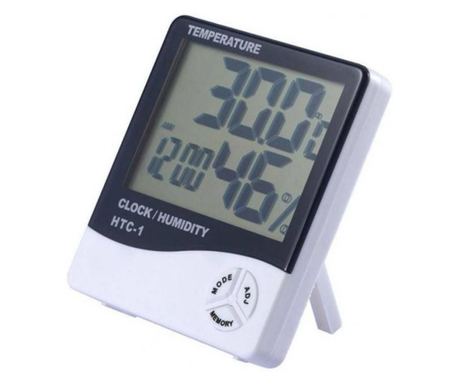Ceas digital cu senzor de umiditate si temperatura, Gonga® Alb