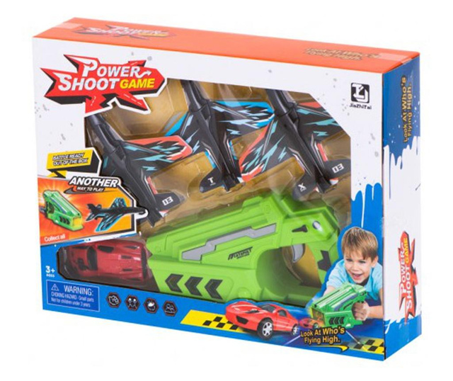 Pistol de jucărie cu lansator de avioane si masinute, Gonga® Multicolor