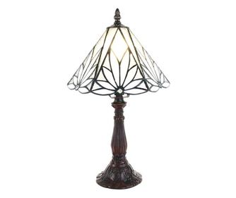 Hnědé polyresinové stolní svítidlo s Tiffany stínidlem II 20x34 cm