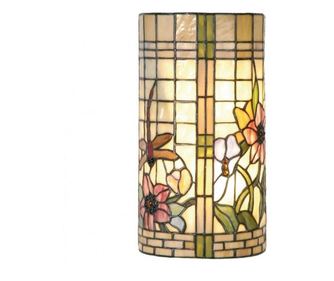 Smeđa metalna zidna svjetiljka sa Tiffany staklom 20x11x36 cm