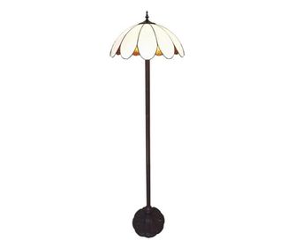 Csillár barna polirezin alappal és Tiffany fehér üvegbúrával 46x166 cm