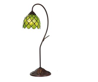 Stolna svjetiljka sa smeđim postoljem od polirezina i Tiffany staklenim sjenilom 28x60 cm