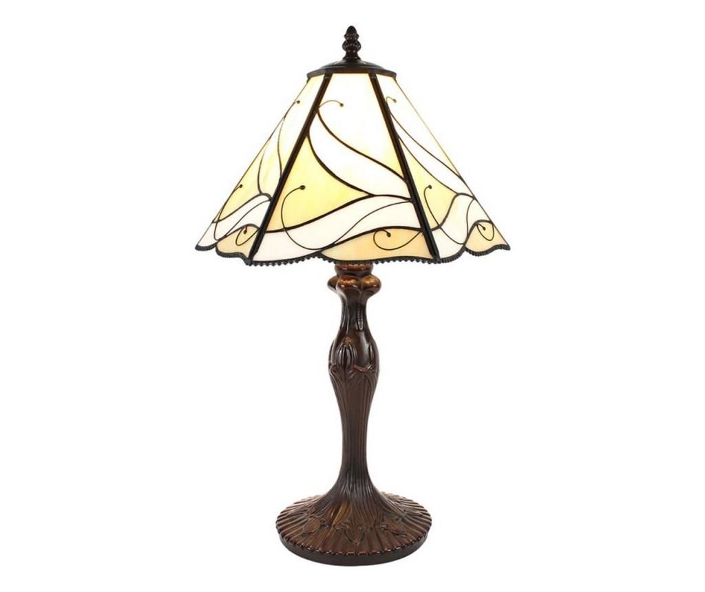 Veioza cu baza din polirasina maro si abajur din sticla Tiffany III 31x43 cm