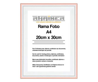 Rama foto Barcelona alb+auriu rose A4