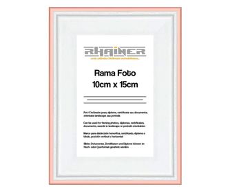 Rama foto Barcelona alb+auriu rose 10x15