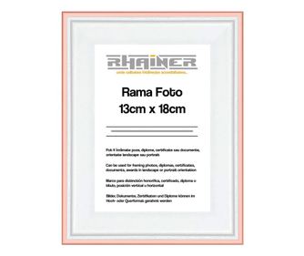 Rama foto Barcelona alb+auriu rose 13x18