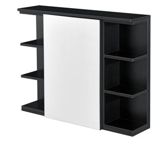 Fürdőszobai fali szekrény harstad fürdőszoba szekrény tükrös szekrényajtóval 64 x 80 x 20 cm forgácslap melaminbevonattal feket