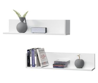 Kétrészes fali polc elverum 75 x 16,5 x 16,5 cm forgácslap fehér, matt lakkozott [en.casa]