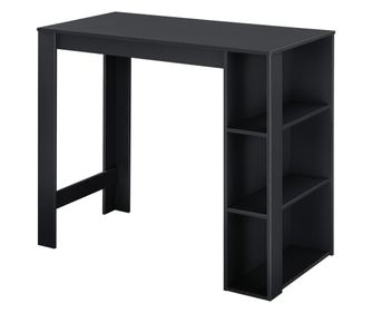 Elegáns bárasztal három italtartó polccal danderyd 120 x 60 x 105,5 cm melaminborítású rétegelt farostlemezből fekete [en.casa]