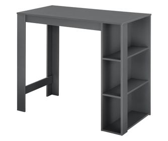 Elegáns bárasztal három italtartó polccal danderyd 120 x 60 x 105,5 cm melaminborítású rétegelt farostlemezből sötétszürke [en.