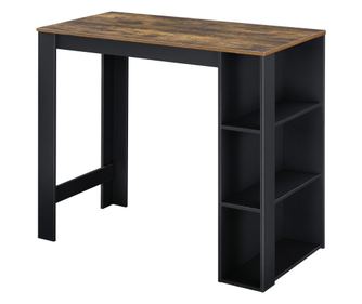 Elegáns bárasztal három italtartó polccal danderyd 120 x 60 x 105,5 cm melaminborítású rétegelt farostlemezből fekete, tölgyfa-