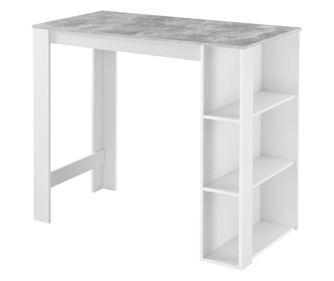 Elegáns bárasztal három italtartó polccal danderyd 120 x 60 x 105,5 cm melaminborítású rétegelt farostlemezből, fehér, betonszí