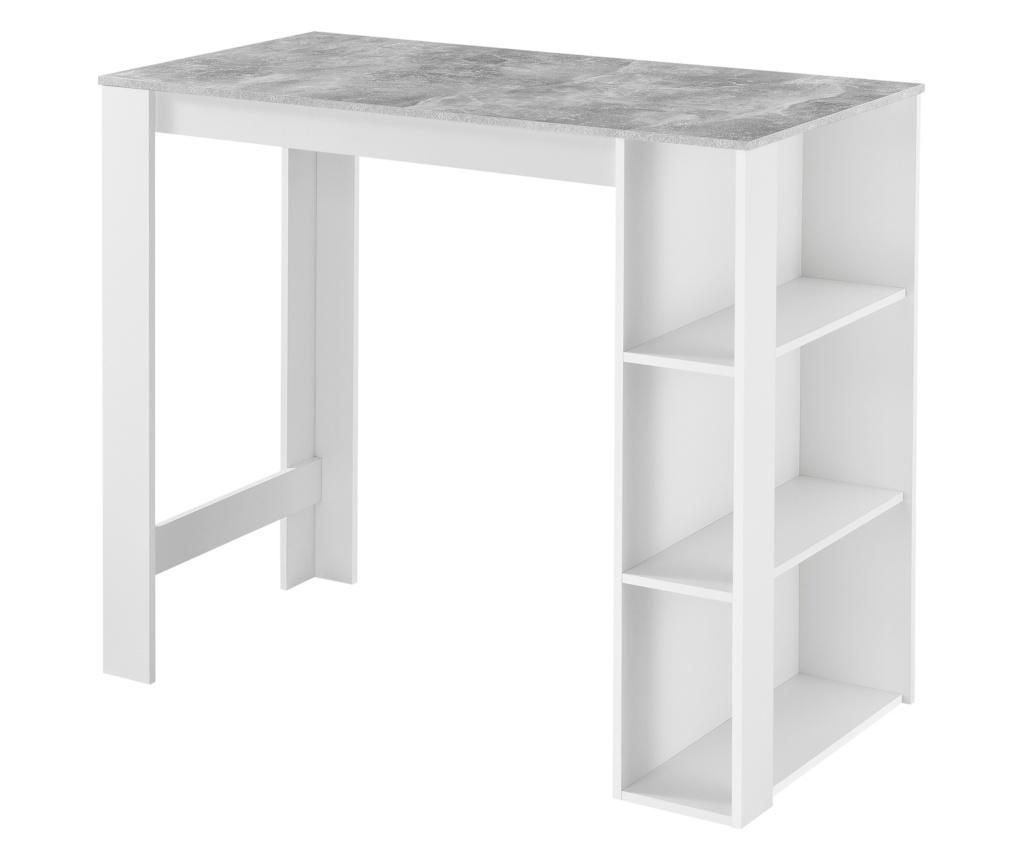  Elegáns bárasztal három italtartó polccal danderyd 120 x 60 x 105,5 cm melaminborítású rétegelt farostlemezből, fehér, betonszí