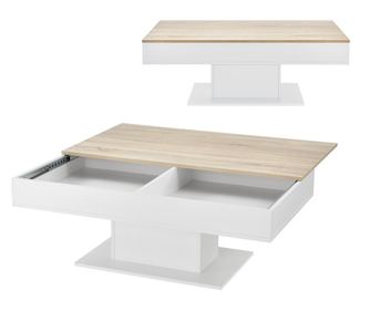 Dohányzóasztal lünen eltolható asztallappal fa-hatású/fehér [en.casa]