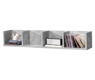 Stílusos fali polc négy rekesszel ekerö 10 kg forgácslap 95 x 17 x 16,5 cm beton-hatású [en.casa]