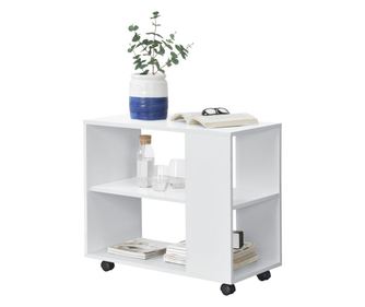 Gurulós dohányzóasztal Älvdalen polccal fehér [en.casa]