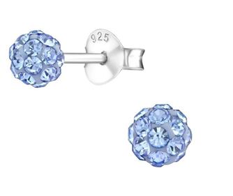 Cercei argint,  in forma de minge cu cristale  Light Sapphire, BV39278-5