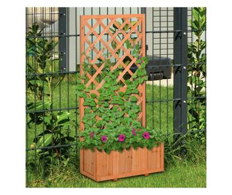 Outsunny ghiveci pentru extern din lemn cu spatar in format caroiaj pentru plante cataratoare Outsunny