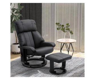 Fotoliu Rabatabil de Masaj HOMCOM cu Suport puf pentru picioare si Telecomanda, Fotoliu Relax Capitonat cu Imitatie de piele, Ne