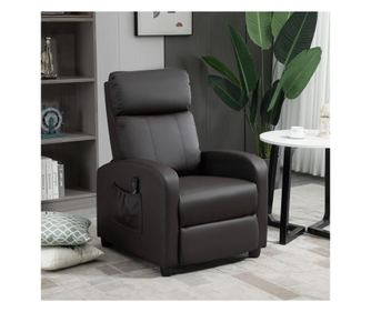 HOMCOM Fotoliu Relax cu functie de masaj 8 Modalitati si 5 Intensitati, Fotoliu cu Suport pentru Picioare si Telecomanda, Imitat