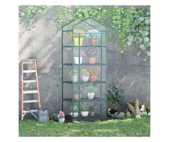 Outsunny Mini üvegház 5 polccal, acél vázzal és PVC huzattal