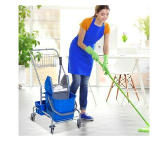 Homcom Carucior Curatenie Profesionala Galeata 25L si Storcator, Albastru